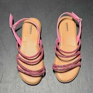 Girls Size 3 Sonoma Pink Rhinestone Slides Brand New